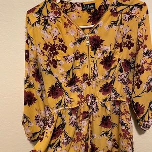 Pink and yellow blouse with gold zipper